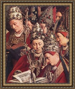 St Wolfgang Altarpiece Resurrection of Lazar Framed Paintings - The Ghent Altarpiece Adoration of the Lamb [detail bottom right] by Jan van Eyck